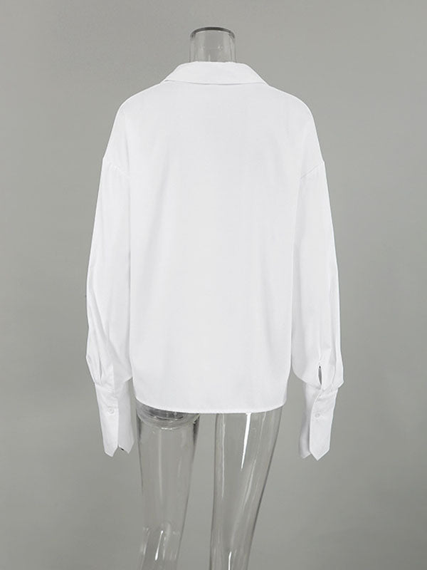 Woochic Chemise Blanche Simple Décontractée Et Polyvalente Nouveau Style 2024