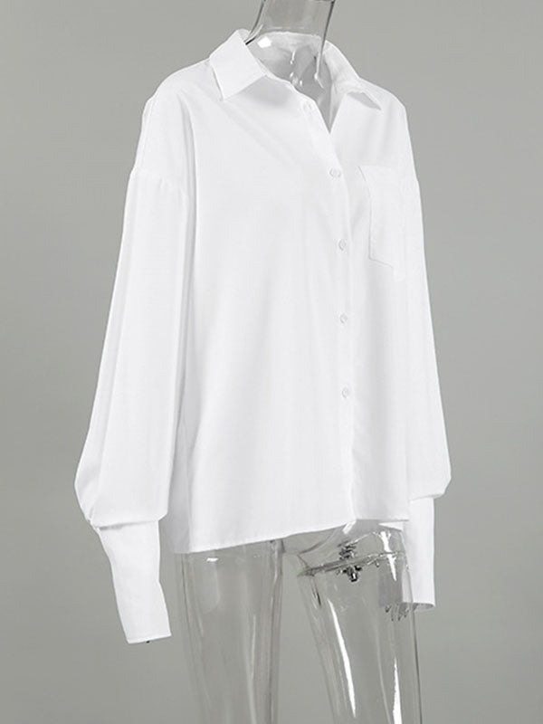 Woochic Chemise Blanche Simple Décontractée Et Polyvalente Nouveau Style 2024