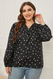 Woochic Haut grande taille col en V imprimé cœur manches longues
