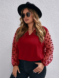 Woochic Haut grande taille col en V tulle pois