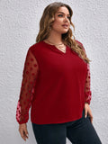 Woochic Haut grande taille col en V tulle pois