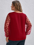 Woochic Haut grande taille col en V tulle pois