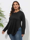 Woochic Haut grande taille col en rond manches longues irrégulière