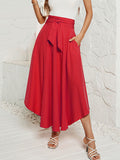 Woochic Jupe À Nouer À La Taille De Couleur Unie Pour Femmes Rouge S