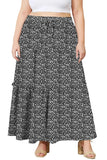 Woochic Jupe Longue Bohème Trapèze Élastique Taille Haute avec Poches Floral 01 1XL