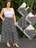 Woochic Jupe Longue Bohème Trapèze Élastique Taille Haute avec Poches