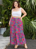 Woochic Jupe Longue Bohème Trapèze Élastique Taille Haute avec Poches
