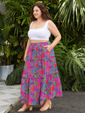 Woochic Jupe Longue Bohème Trapèze Élastique Taille Haute avec Poches