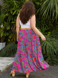 Woochic Jupe Longue Bohème Trapèze Élastique Taille Haute avec Poches