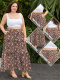 Woochic Jupe Longue Bohème Trapèze Élastique Taille Haute avec Poches