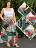 Woochic Jupe Longue Bohème Trapèze Élastique Taille Haute avec Poches