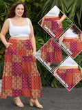 Woochic Jupe Longue Bohème Trapèze Élastique Taille Haute avec Poches