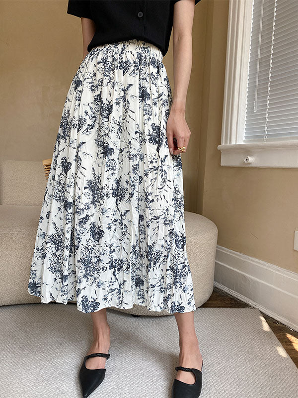 Woochic Jupe Longue Plissée Fleurie À Taille Élastique Default Title