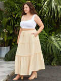 Woochic Jupe Longue d'Été Femme Grande Taille Haute Plissée Coupe A