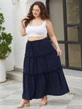 Woochic Jupe Longue d'Été Femme Grande Taille Haute Plissée Coupe A
