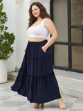 Woochic Jupe Longue d'Été Femme Grande Taille Haute Plissée Coupe A