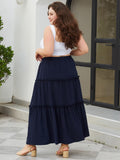 Woochic Jupe Longue d'Été Femme Grande Taille Haute Plissée Coupe A