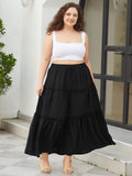 Woochic Jupe Longue d'Été Femme Grande Taille Haute Plissée Coupe A