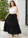 Woochic Jupe Longue d'Été Femme Grande Taille Haute Plissée Coupe A