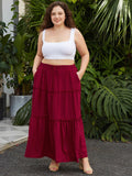 Woochic Jupe Longue d'Été Femme Grande Taille Haute Plissée Coupe A