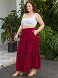 Woochic Jupe Longue d'Été Femme Grande Taille Haute Plissée Coupe A