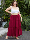 Woochic Jupe Longue d'Été Femme Grande Taille Haute Plissée Coupe A