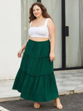 Woochic Jupe Longue d'Été Femme Grande Taille Haute Plissée Coupe A