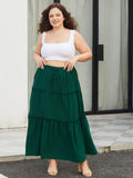 Woochic Jupe Longue d'Été Femme Grande Taille Haute Plissée Coupe A