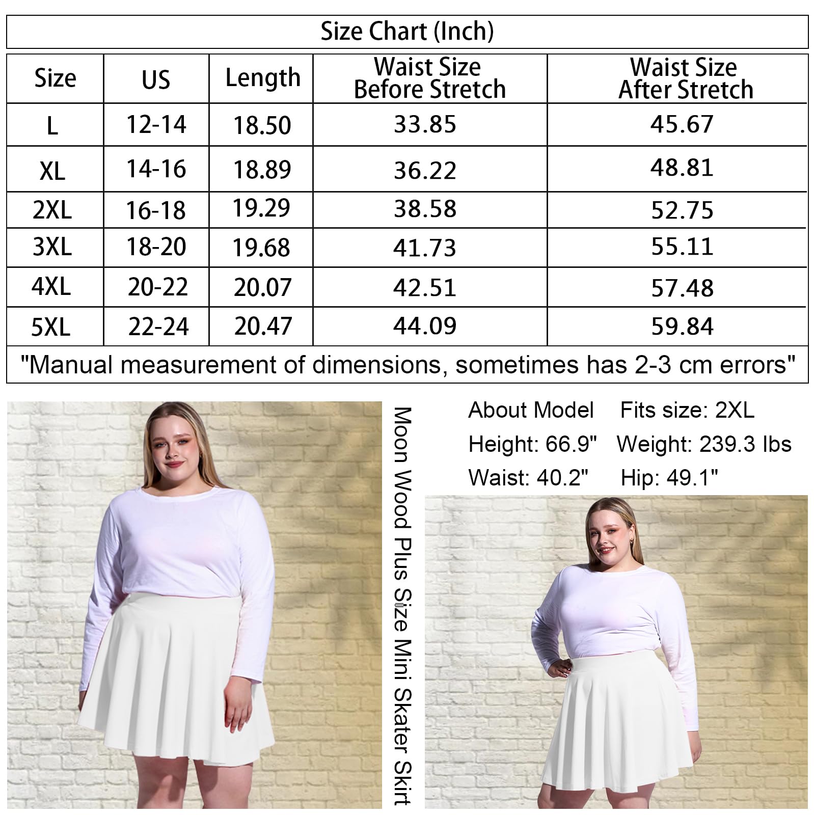 Woochic Jupe Plissée Rétro Évasée Haute Taille Élastique pour Femme