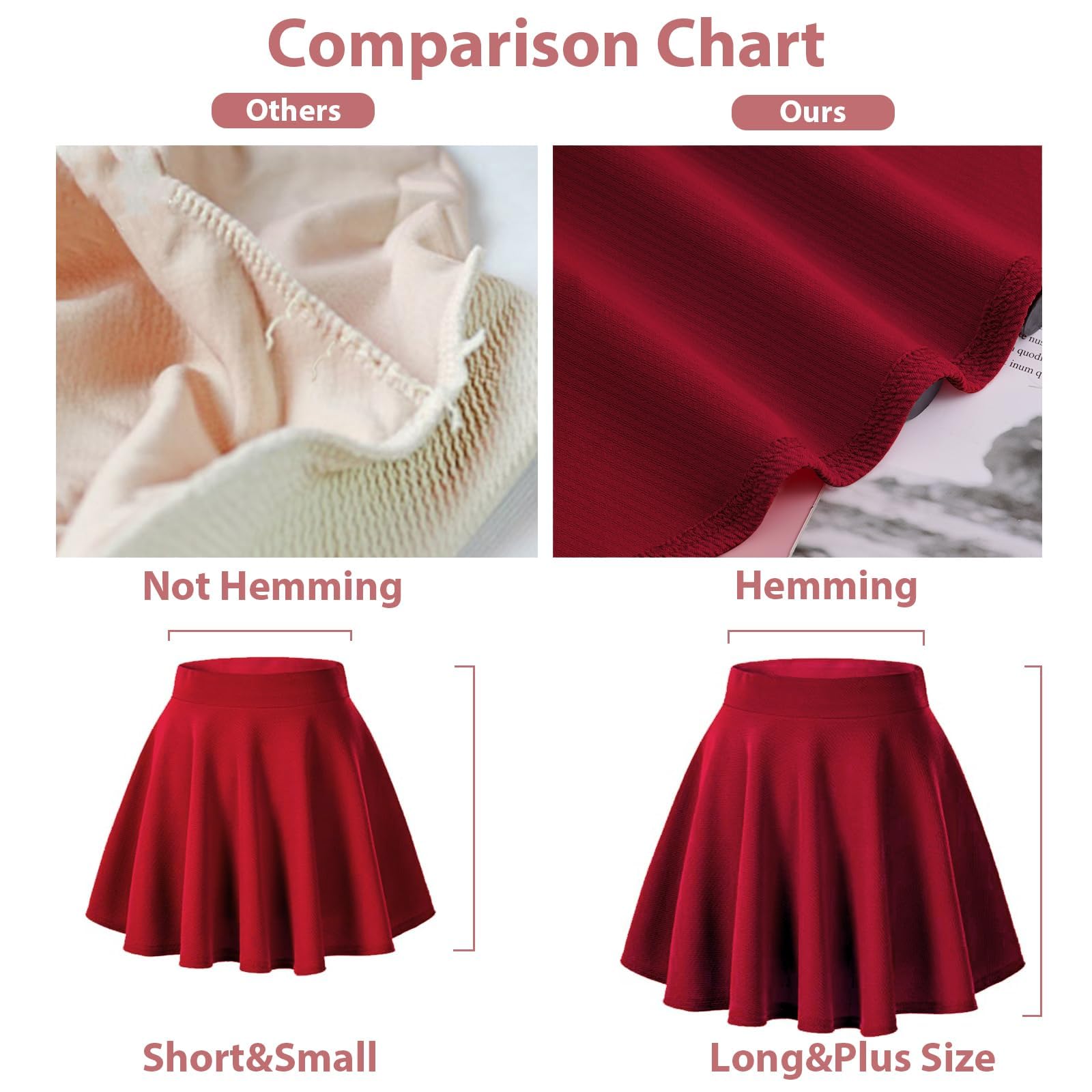 Woochic Jupe Plissée Rétro Évasée Haute Taille Élastique pour Femme