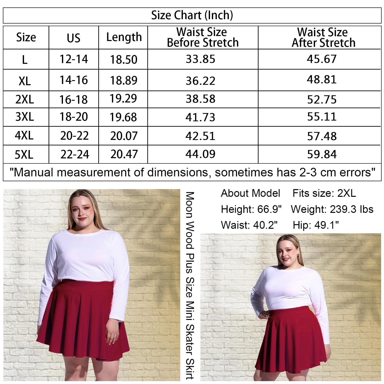 Woochic Jupe Plissée Rétro Évasée Haute Taille Élastique pour Femme
