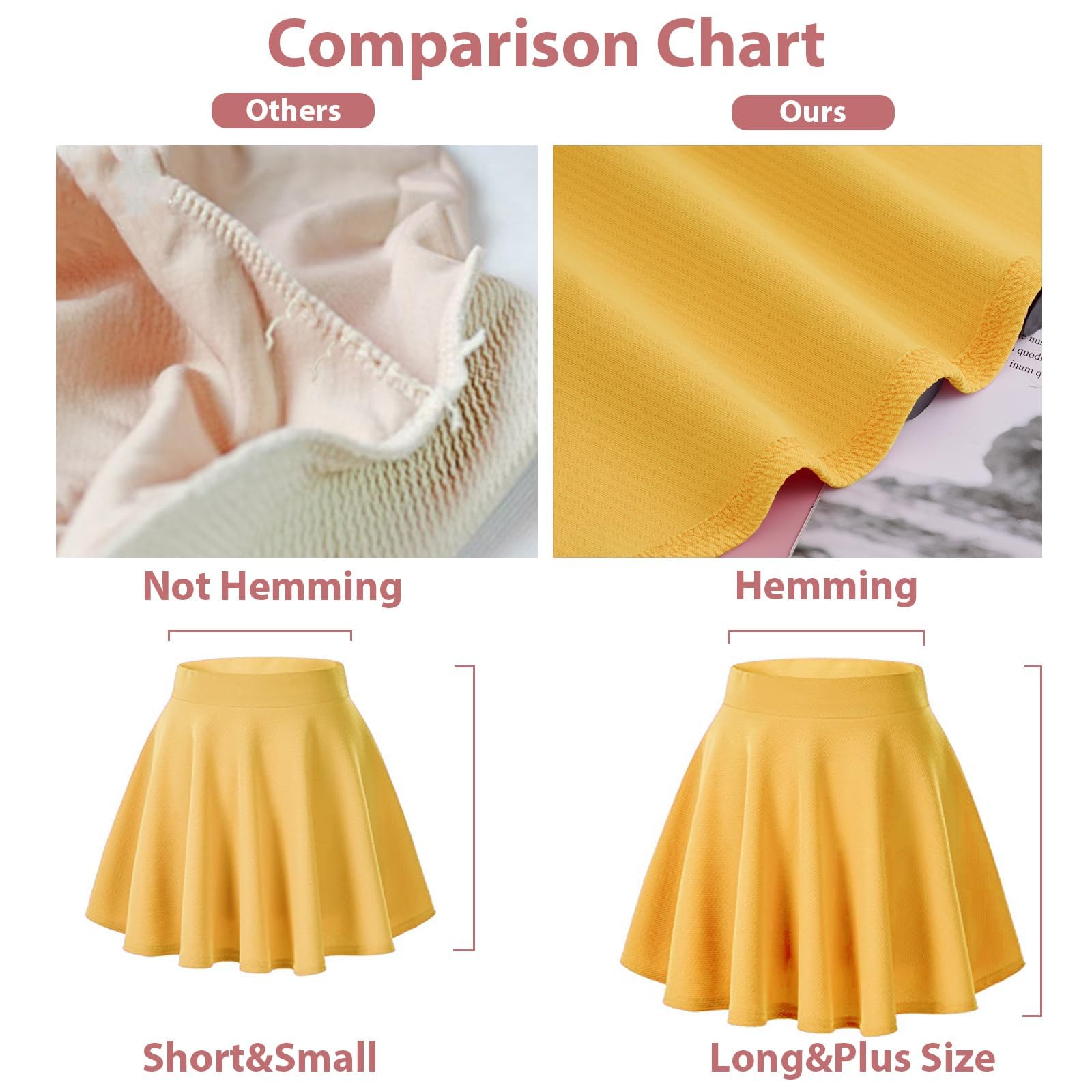 Woochic Jupe Plissée Rétro Évasée Haute Taille Élastique pour Femme