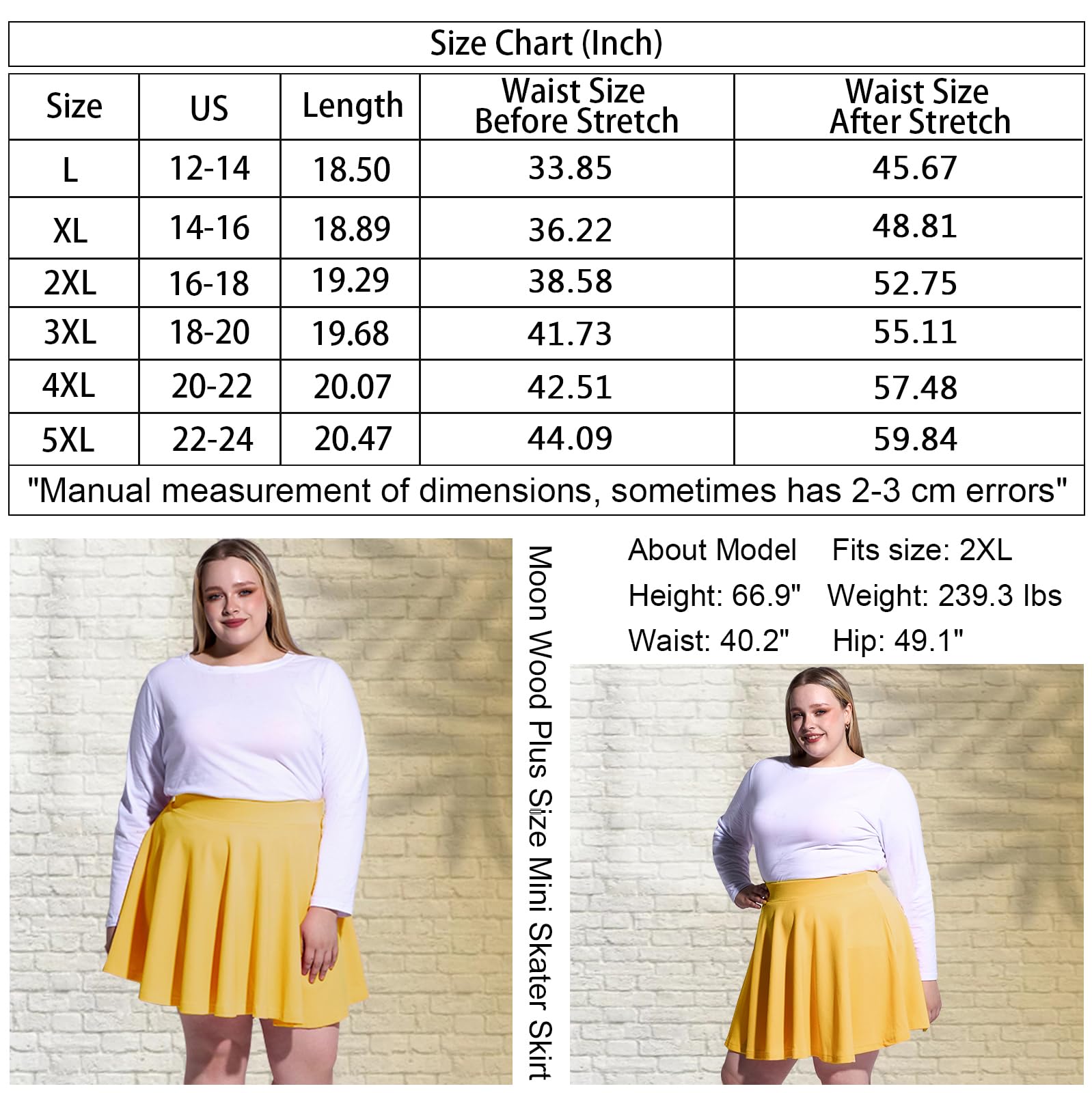 Woochic Jupe Plissée Rétro Évasée Haute Taille Élastique pour Femme