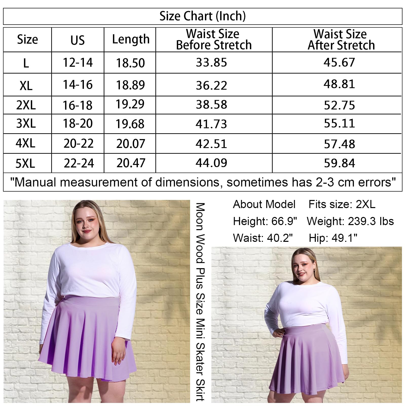 Woochic Jupe Plissée Rétro Évasée Haute Taille Élastique pour Femme