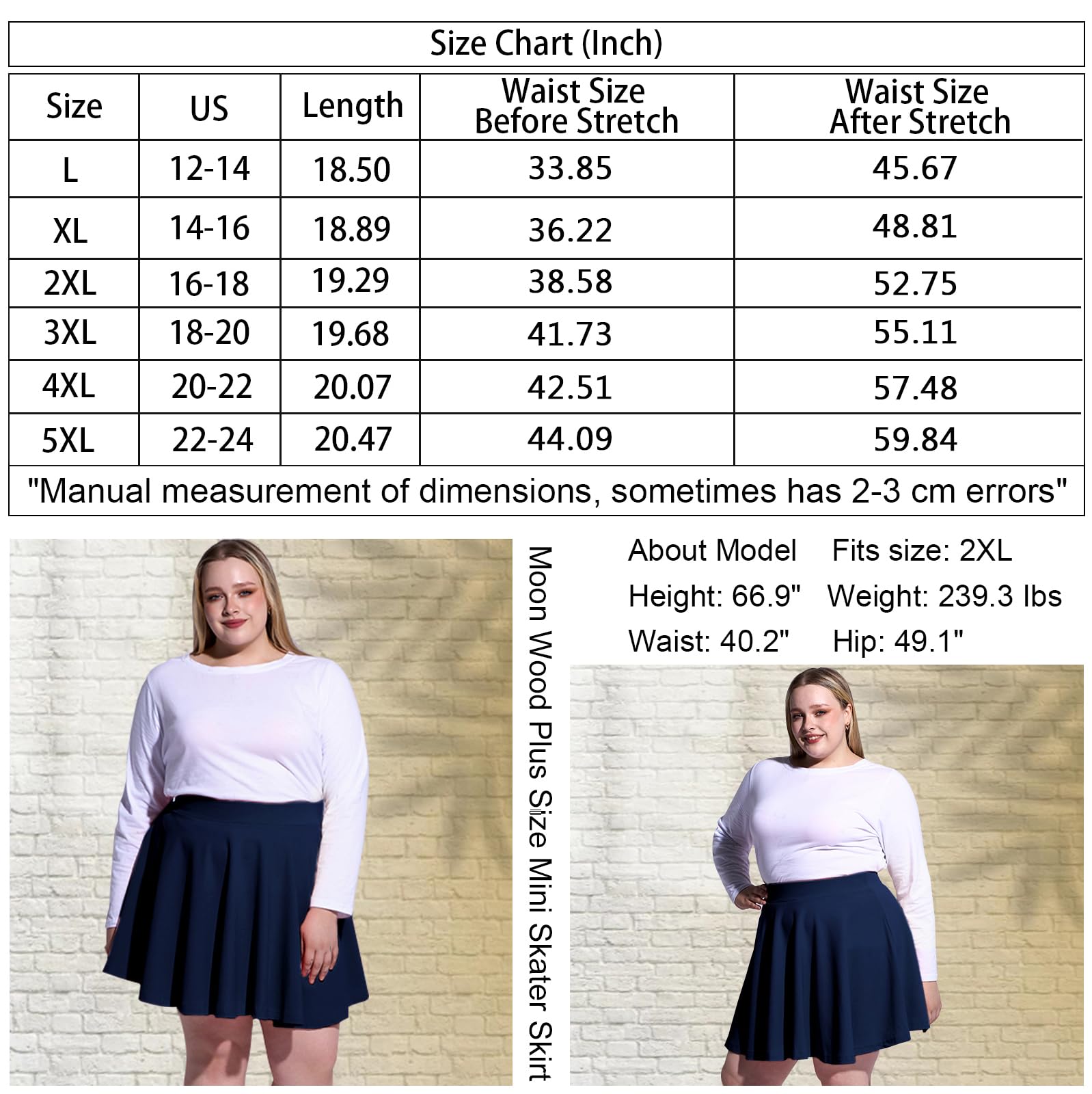 Woochic Jupe Plissée Rétro Évasée Haute Taille Élastique pour Femme