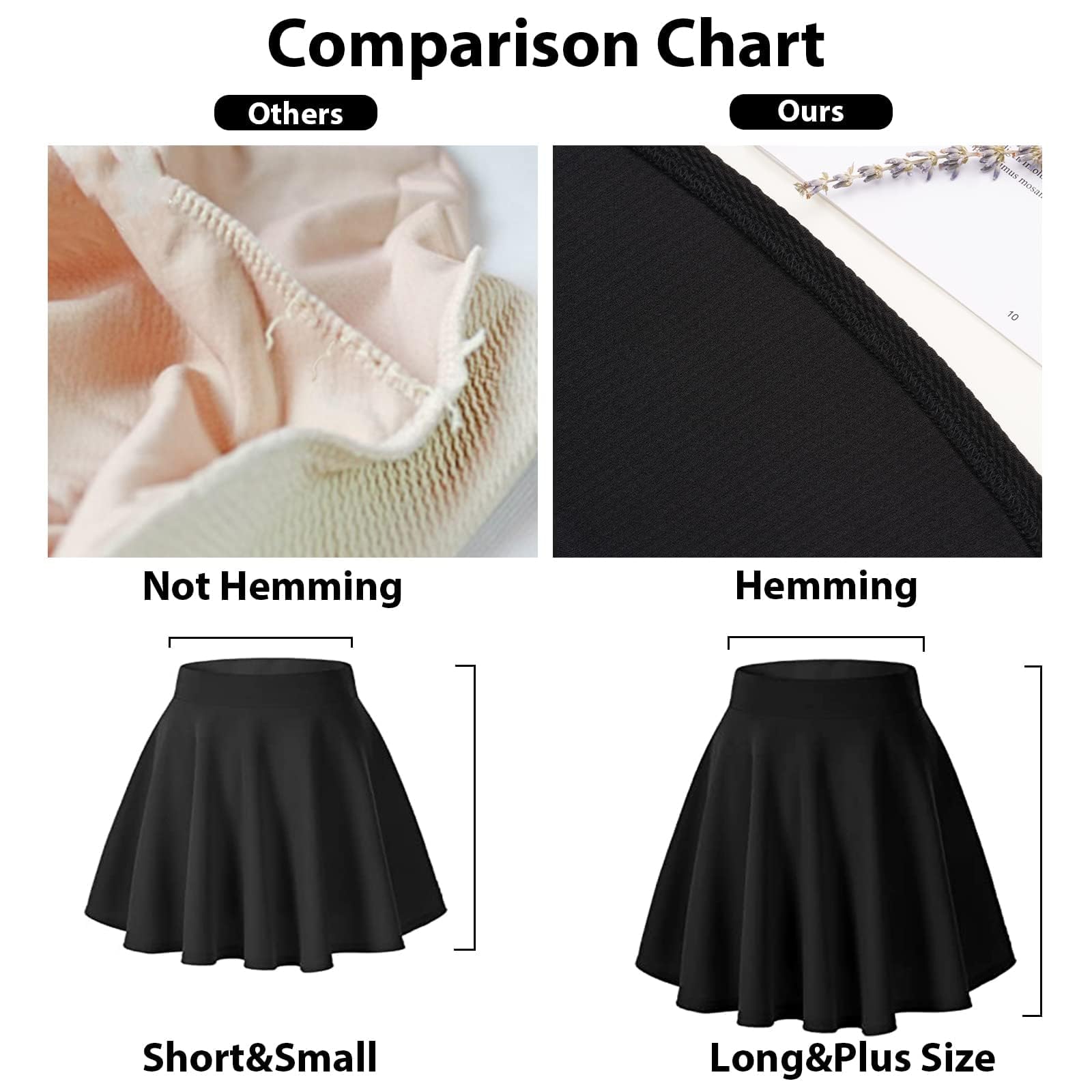 Woochic Jupe Plissée Rétro Évasée Haute Taille Élastique pour Femme