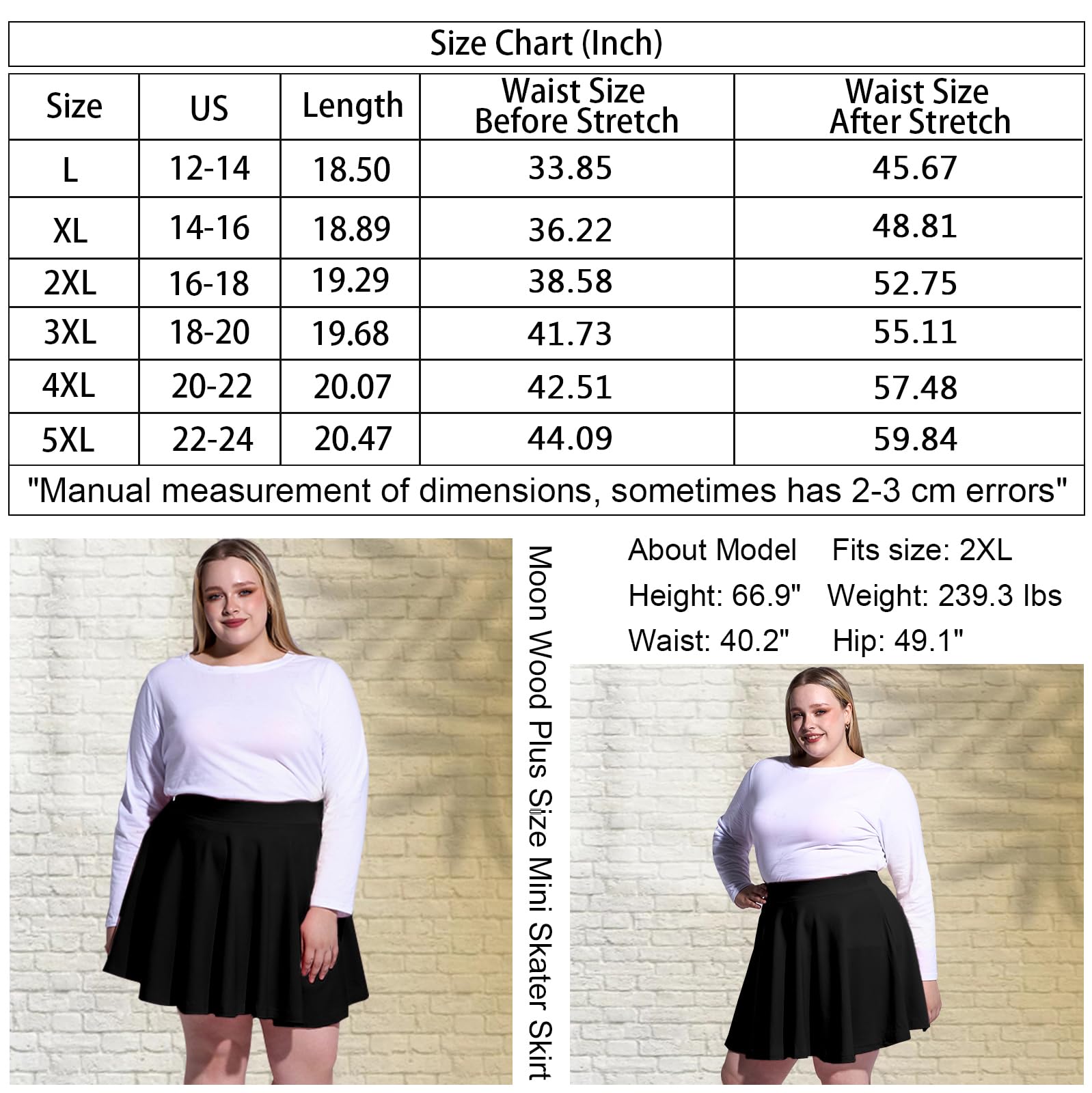 Woochic Jupe Plissée Rétro Évasée Haute Taille Élastique pour Femme