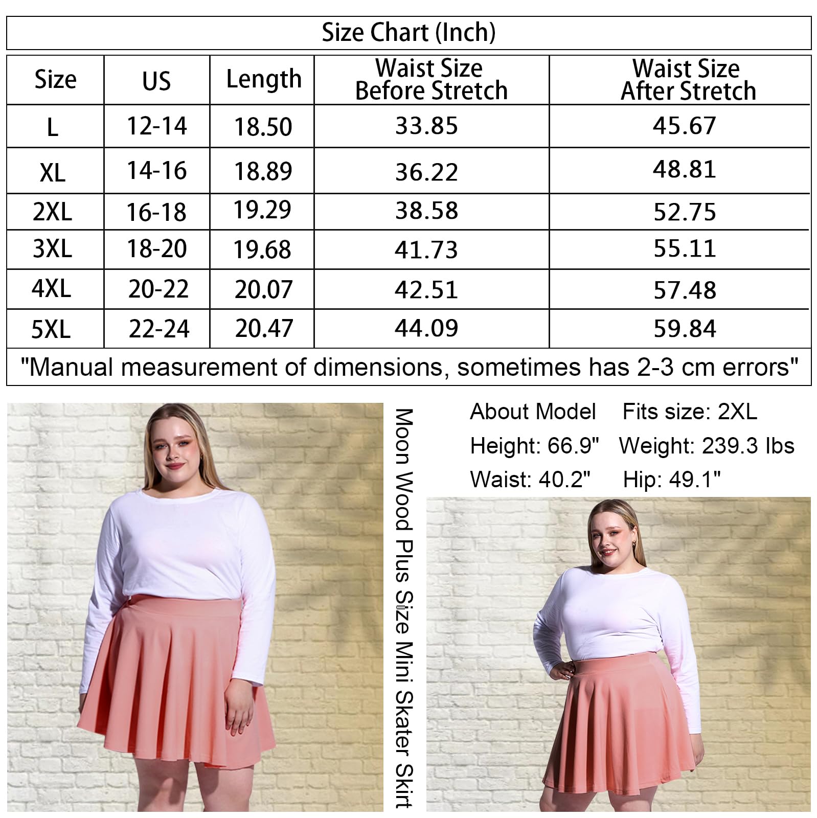 Woochic Jupe Plissée Rétro Évasée Haute Taille Élastique pour Femme