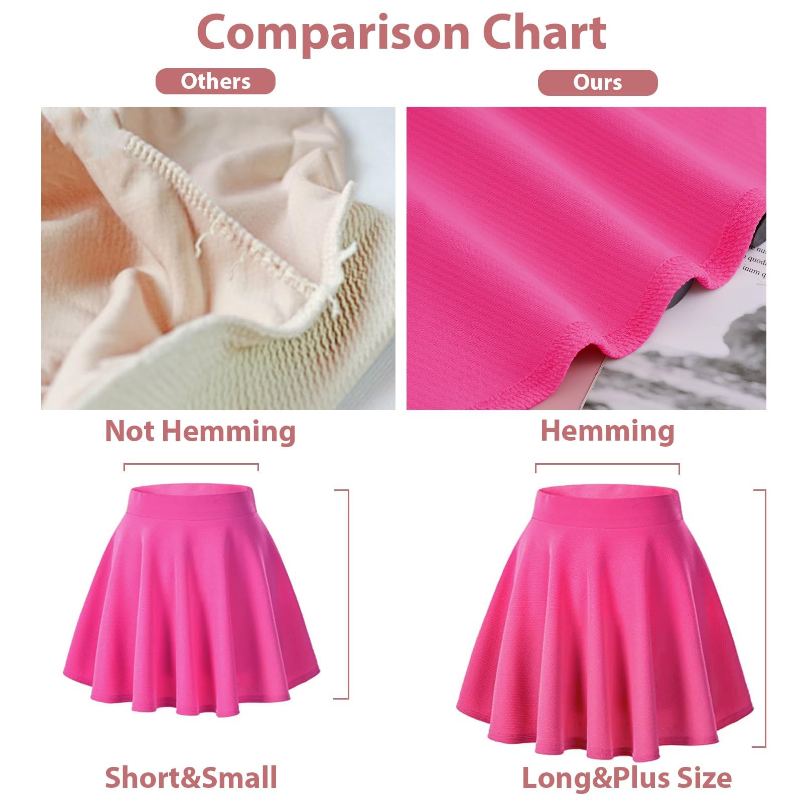 Woochic Jupe Plissée Rétro Évasée Haute Taille Élastique pour Femme