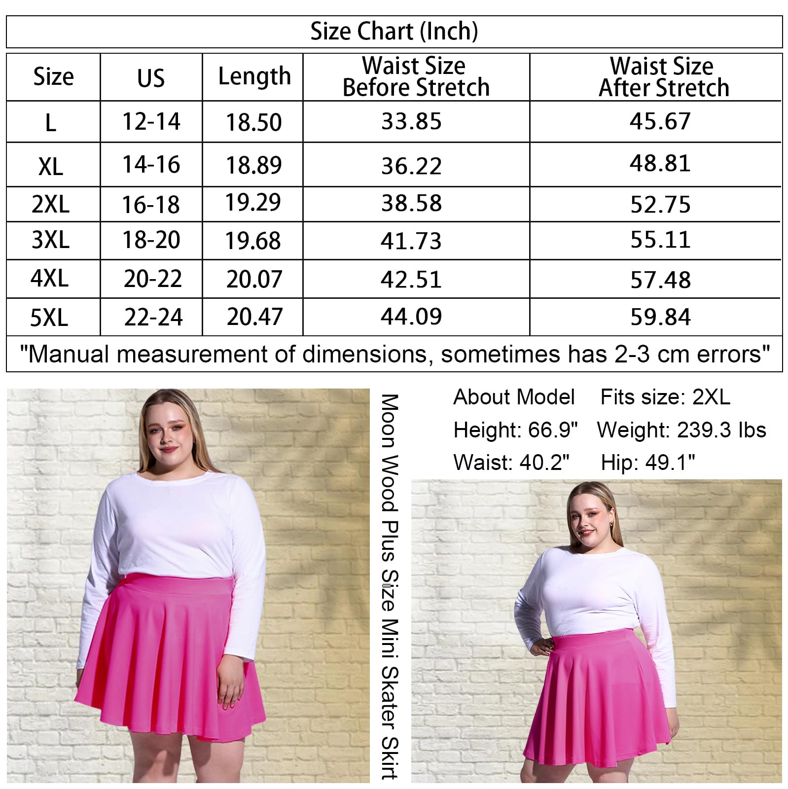 Woochic Jupe Plissée Rétro Évasée Haute Taille Élastique pour Femme