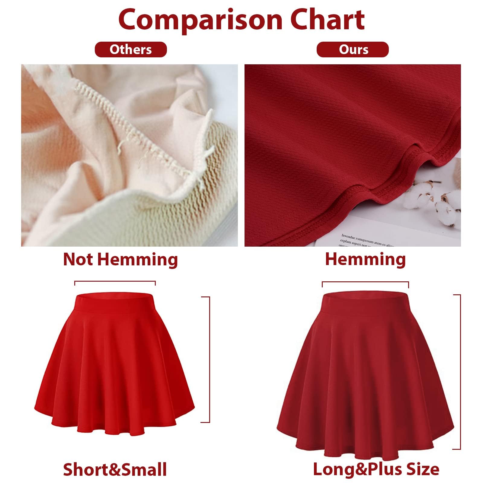 Woochic Jupe Plissée Rétro Évasée Haute Taille Élastique pour Femme