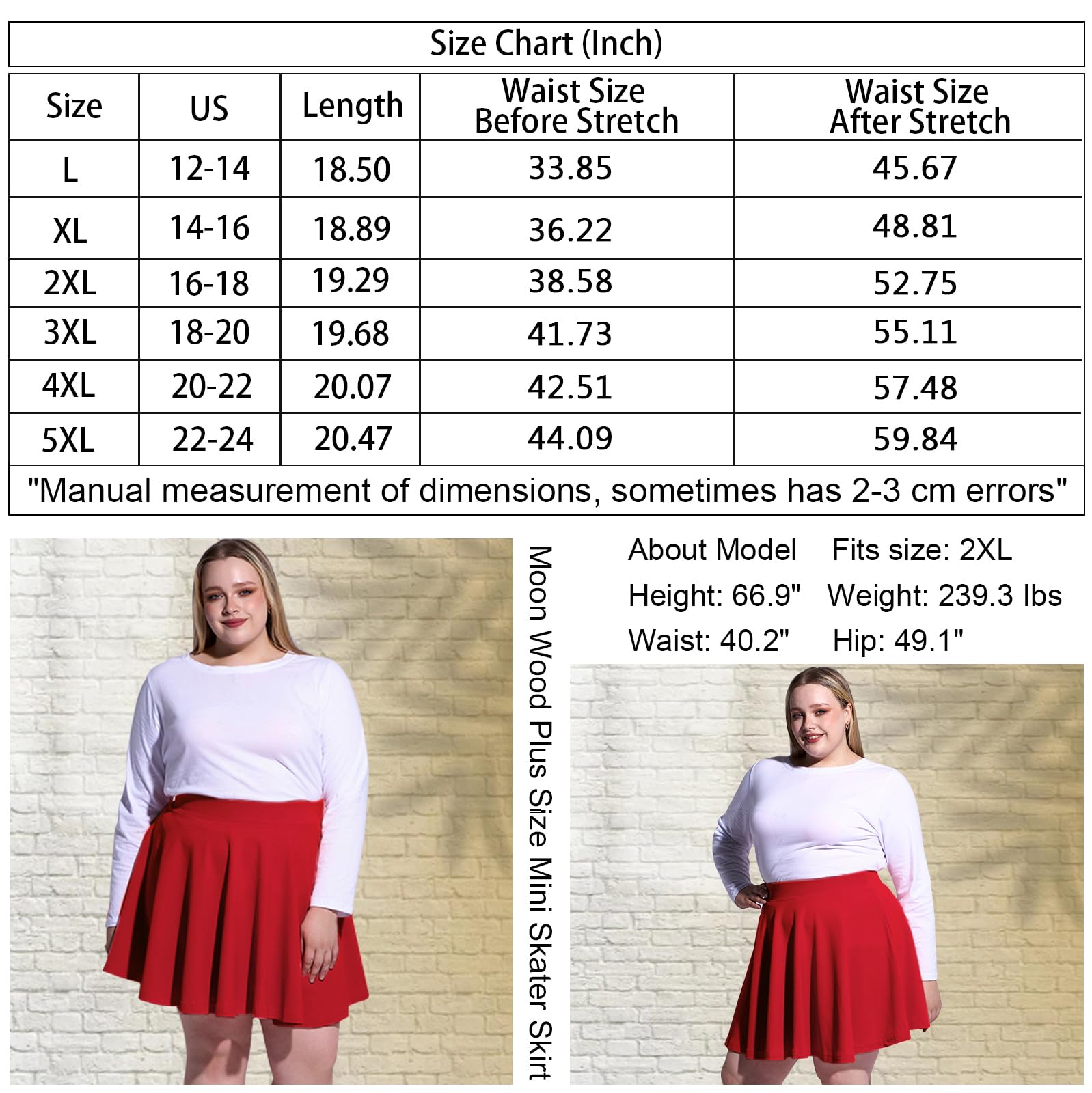 Woochic Jupe Plissée Rétro Évasée Haute Taille Élastique pour Femme