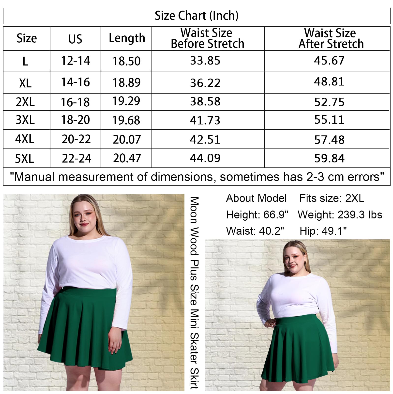 Woochic Jupe Plissée Rétro Évasée Haute Taille Élastique pour Femme