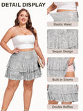 Woochic Jupe à paillettes femme Mini jupe sequin brillant pour soiré Grande taille