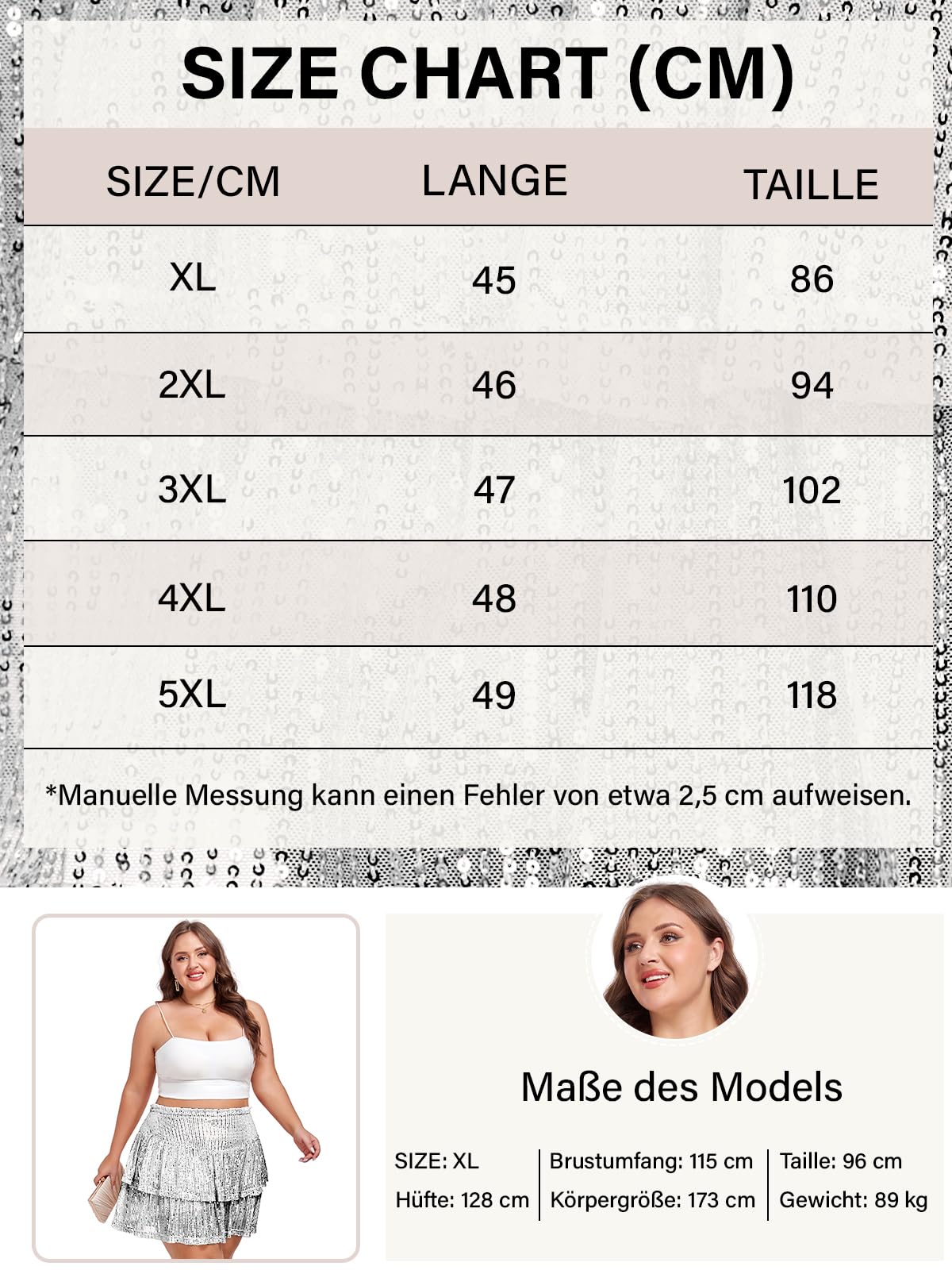 Woochic Jupe à paillettes femme Mini jupe sequin brillant pour soiré Grande taille