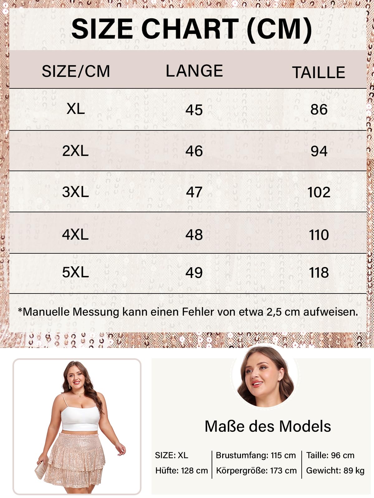 Woochic Jupe à paillettes femme Mini jupe sequin brillant pour soiré Grande taille