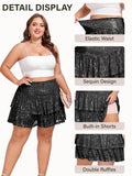 Woochic Jupe à paillettes femme Mini jupe sequin brillant pour soiré Grande taille