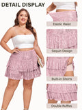 Woochic Jupe à paillettes femme Mini jupe sequin brillant pour soiré Grande taille