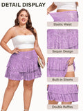 Woochic Jupe à paillettes femme Mini jupe sequin brillant pour soiré Grande taille