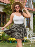 Woochic Jupe courte florale à volants Taille haute élastique
